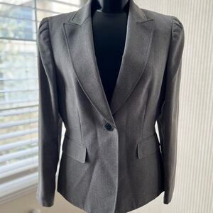 Tahari Gray Women's Single-Button Tailored Blazer